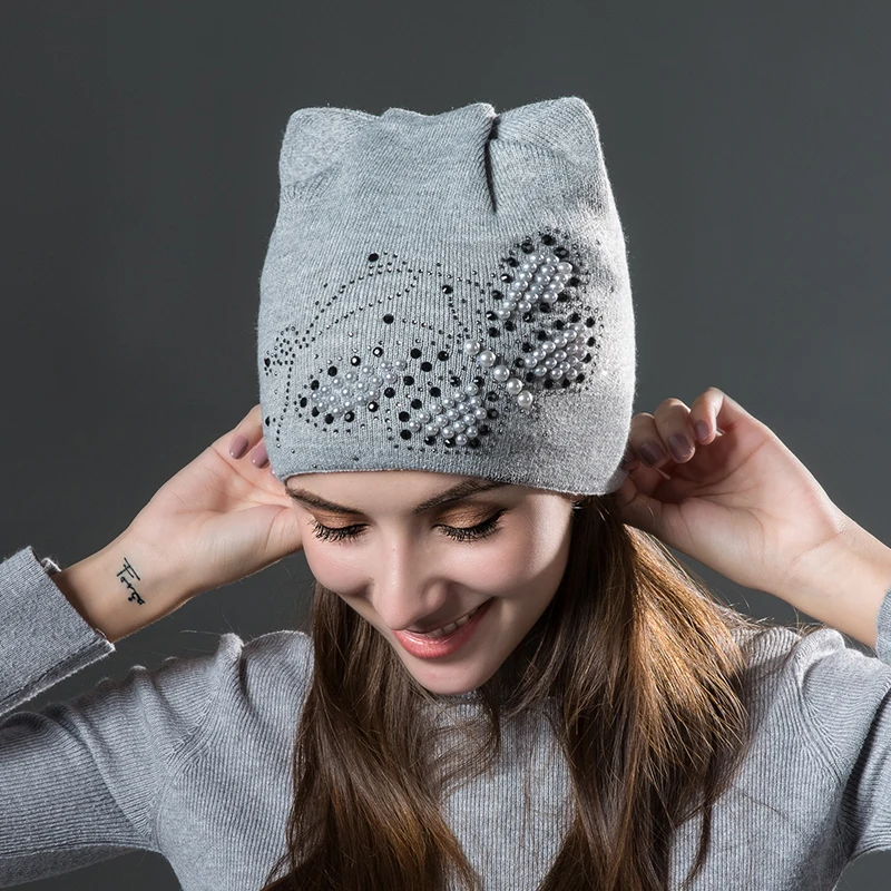 Толстая двухслойная бархатная зимняя теплая шапка милые шапки с ушками для кошек