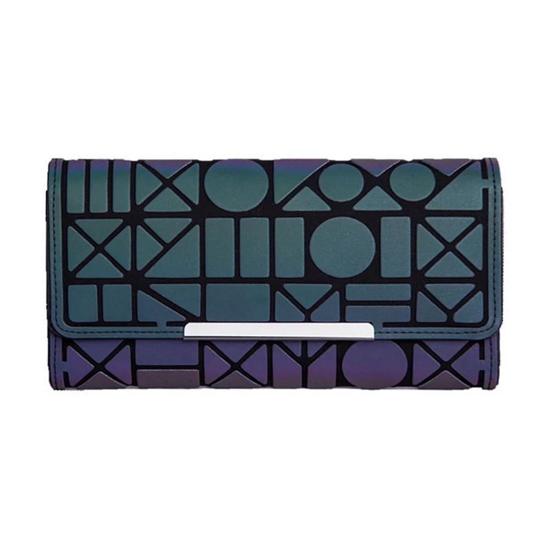 aliwood Famous Brand Women Wallets Money Clip Luminous Tri-fold Geometry Long Purse Noctilucent Female Clutch Phone Bag Carteira