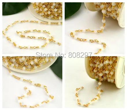 Новый стиль! 4 мм проволочная обернутая бисерная цепочка 24k золотистого цвета