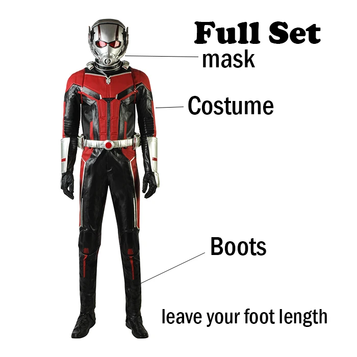 with boots mask Ant-Man Косплей-костюм супергерой муравей и вазы Трейлер#2 Хэллоуин Рождество шлем взрослых мужчин с сапогами - Цвет: with boots mask