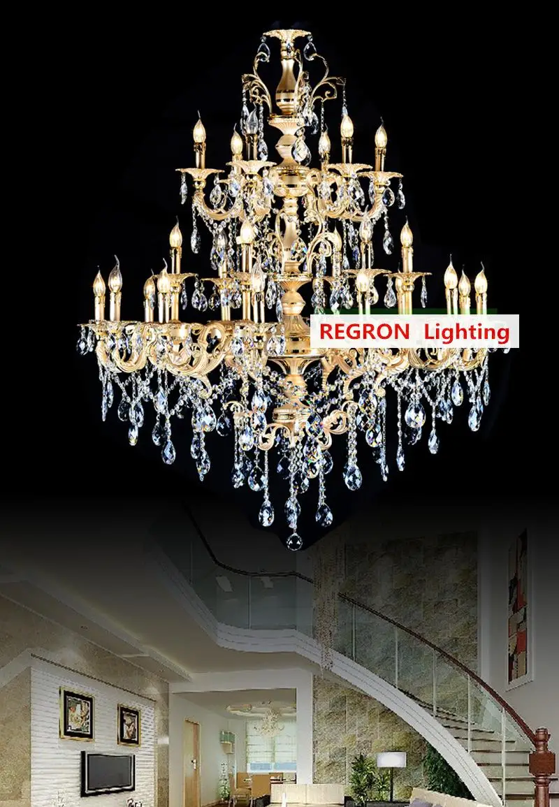 Hotel huge 24 Pcs Gold Chandelier Led candelabro church Chandeliers Long aluminum Hanging Lamp For Villa Banquet led lamparas | Лампы и