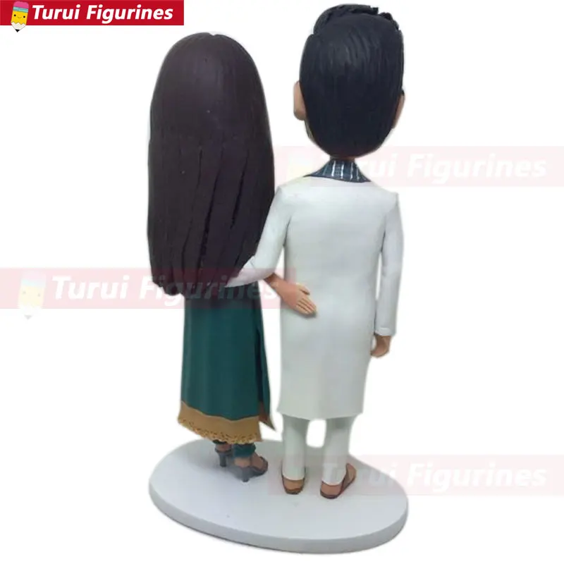 Индийский жениха невесты персонализированный свадебный торт Топпер Бобл голова