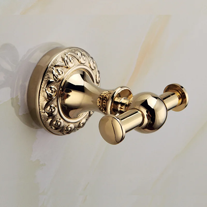 Настенные аксессуары для ванной комнаты античные золотые полированные крючки