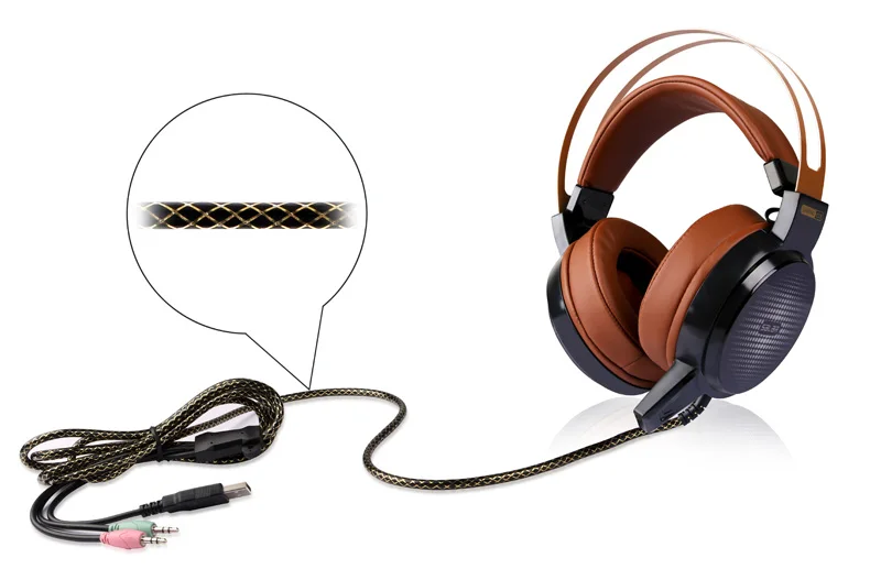 brown Salar C13 Gaming Headset Deep Bass Gaming Headset Computer headphones earphones with microphone for pc LED light - Цвет: brown