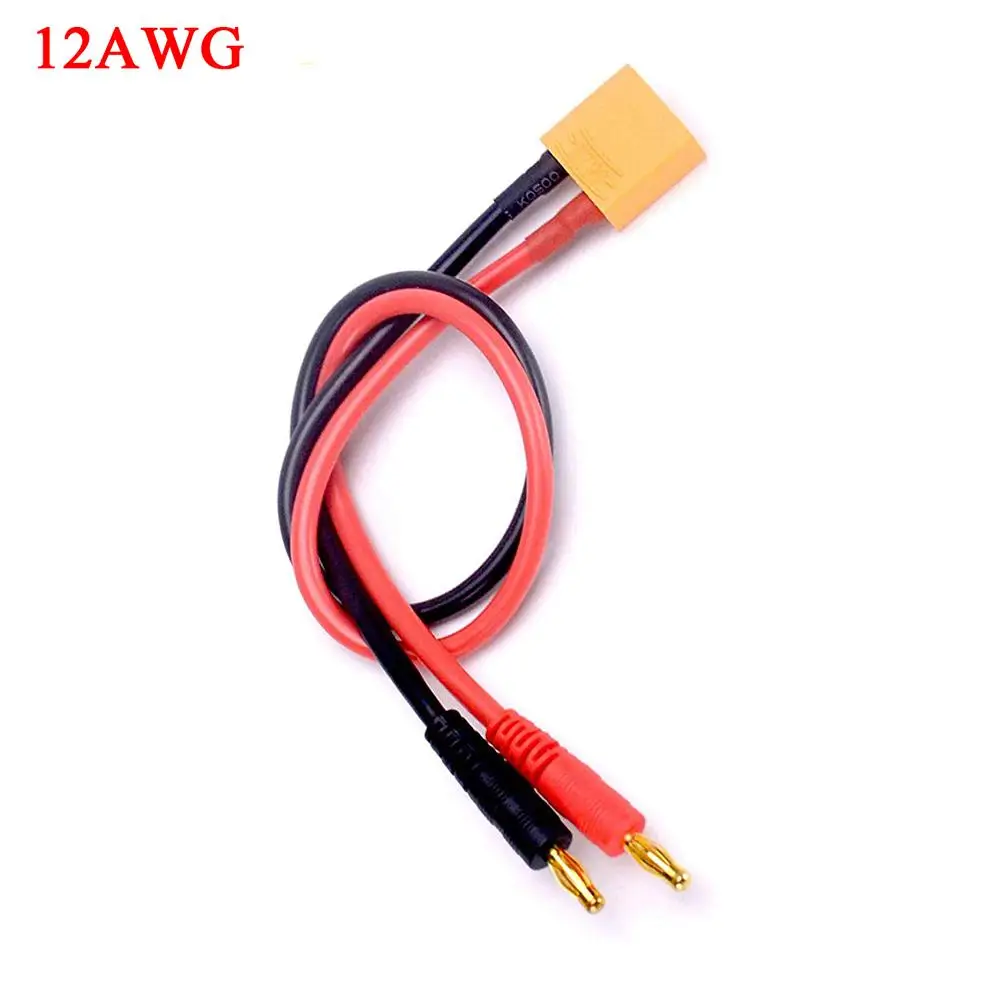 Зарядный кабель с банановыми штекерами XT90 4 мм 40 см 12/14AWG|Детали и аксессуары| |