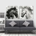 Абстрактная искусство стен Холст Картина лошадь голова чернила декоративные картины для гостиной домашний Декор без рамки