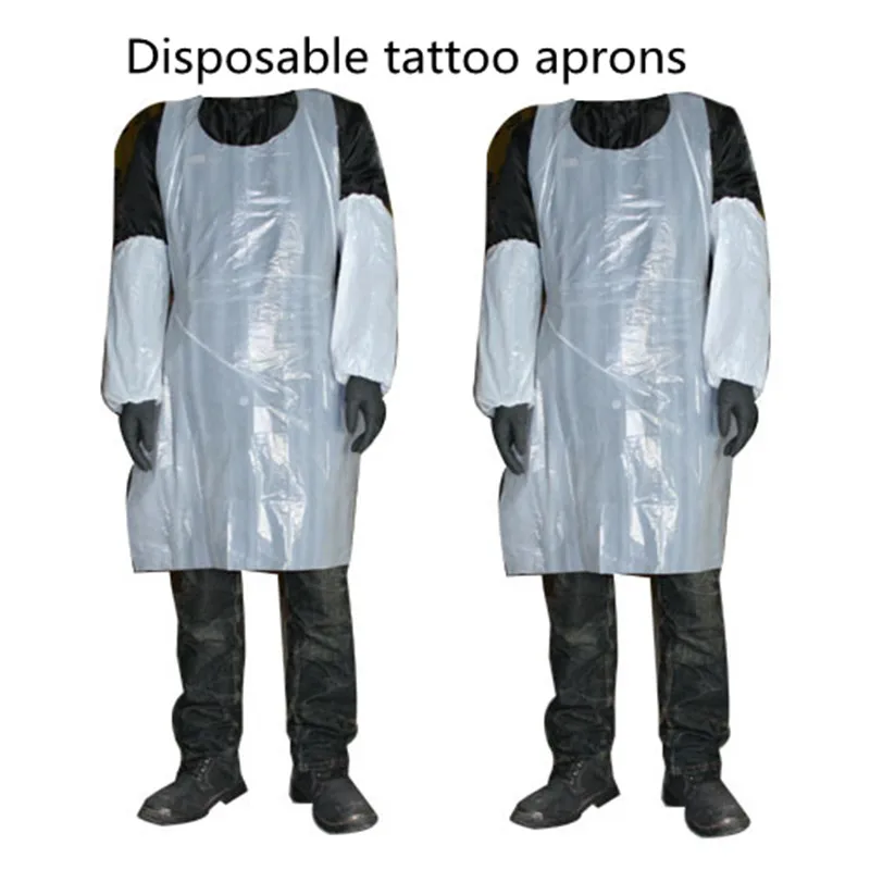 

100 pcs/lot Disposable Poly Aprons Plastic Transparent Cleaner Sanitary Tattoo Apron For Tattoo Body Art & Household Daily Use