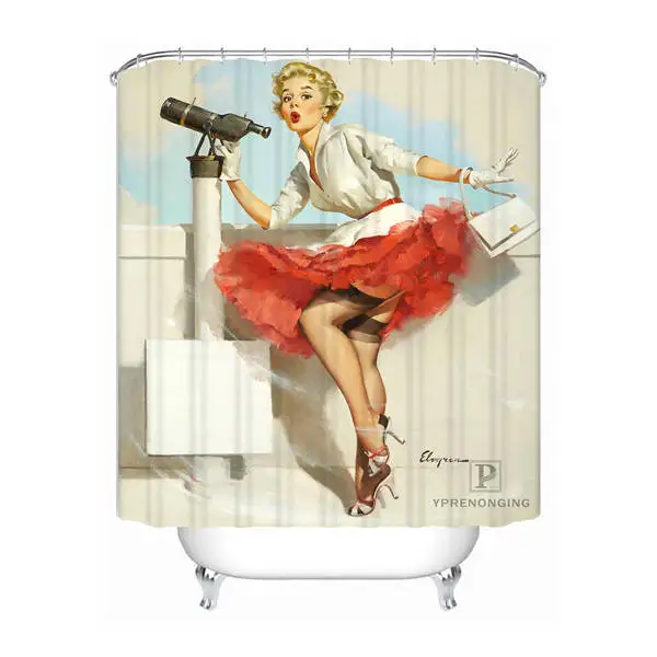 Ванна Шторы для Ванная комната пользовательские Pin Up гриль Духи Декор для дома душ Шторы Водонепроницаемый ткань крючки#180417-01-70 - Цвет: Shower Curtain