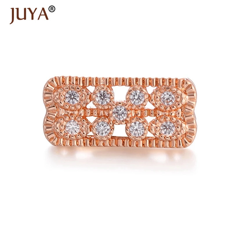rose gold Роскошные ювелирные изделия из циркония компоненты квадратные прокладки для самостоятельного изготовления ювелирных изделий жемчужная подвеска для браслета, ожерелья соединители - Цвет: rose gold