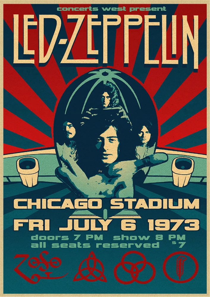 Led Zeppelin рок-музыка крафт-бумага постер для бара/Кафе Ретро плакат декоративной живописи