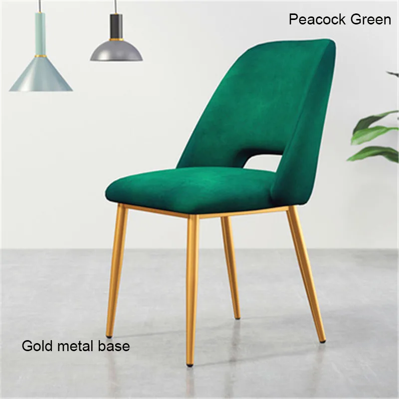 Gold base Green Современный в стиле минимализма нордический нержавеющий стальной обеденный стул Повседневная мебель домашний стул ресторан кухня диван для кафе стул - Цвет: Gold base Green