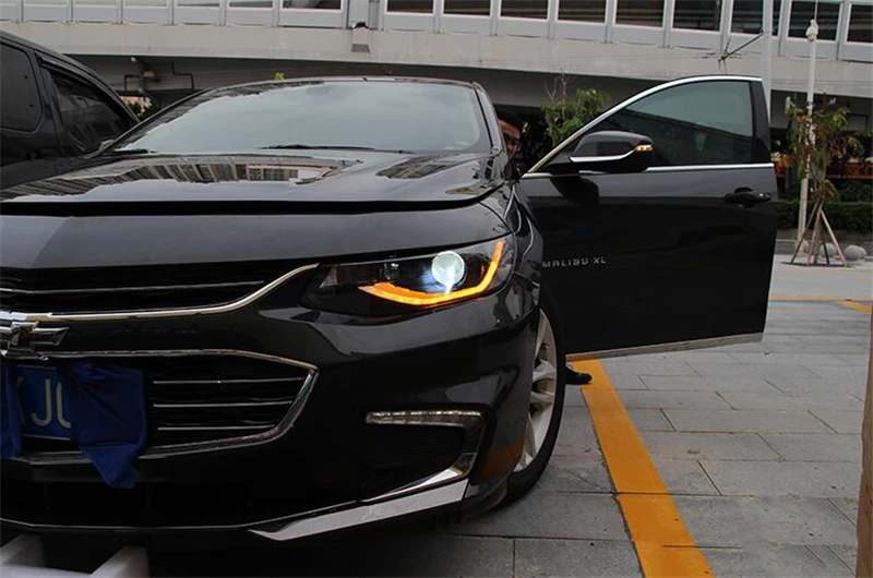 Автомобильный Стайлинг для Chevrolet Malibu- светодиодный фары для Малибу фары светодиодный DRL+ Динамический сигнал поворота Биксеноновые линзы