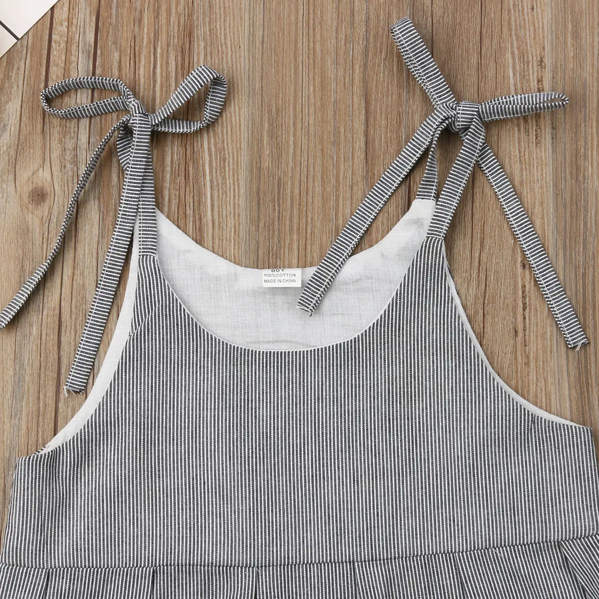 Летний хлопковый комбинезон в полоску без рукавов пляжный костюм|Ромперы| |