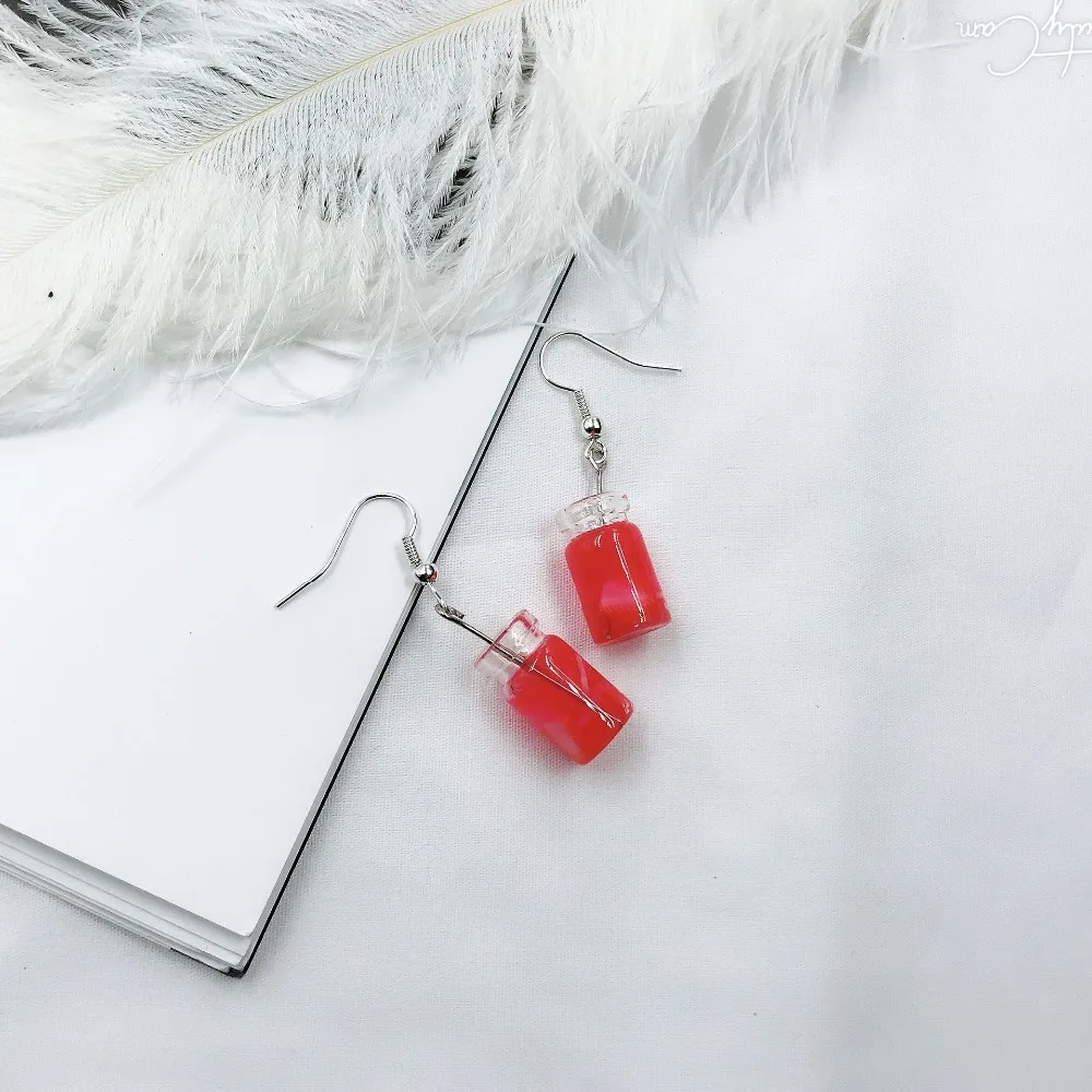 Creative Handmade Fruit Juice drop earrings for women Acrylic Strawberry lemon kiwi fruit orange cute Unique jewelry | Украшения и