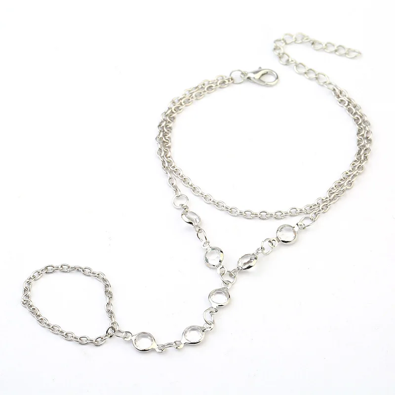 Женский многослойный жгут с кисточками браслеты-цепочки на палец кристаллами