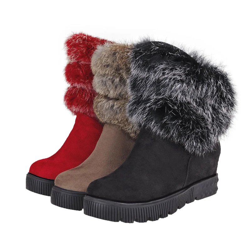 ESRFIYFE New Fashion Women Flat Ankle Snow Boots Fur Winter Warm Shoes Round-toe Female Flock Leather | Обувь