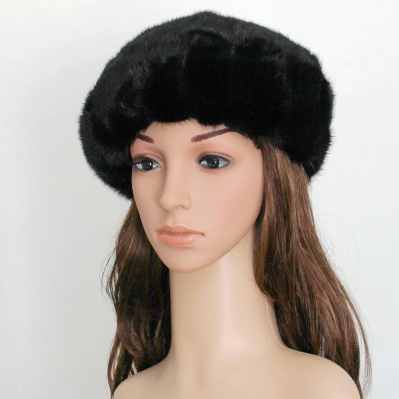Женский Меховой берет VK3075 зимняя теплая шапка из натурального меха норки в