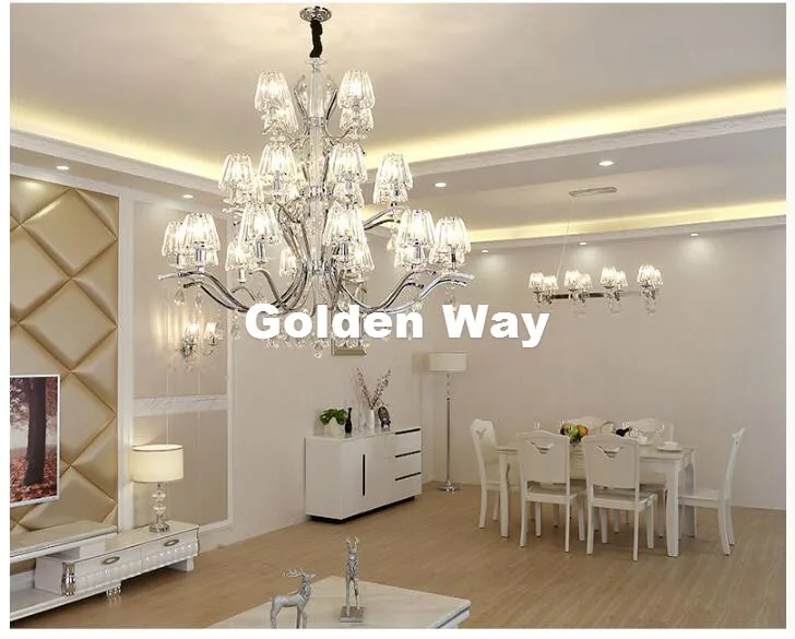 

Современные европейские свечи K9, прозрачные хрустальные люстры, потолочные светильники для гостиной, домашний декор E14, светодиодная лампа ...