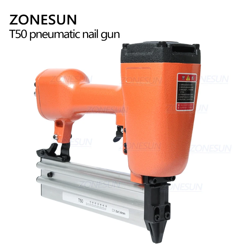 Пневматический степлер ZONESUN T50 пистолет для ногтей мебели деревообработки