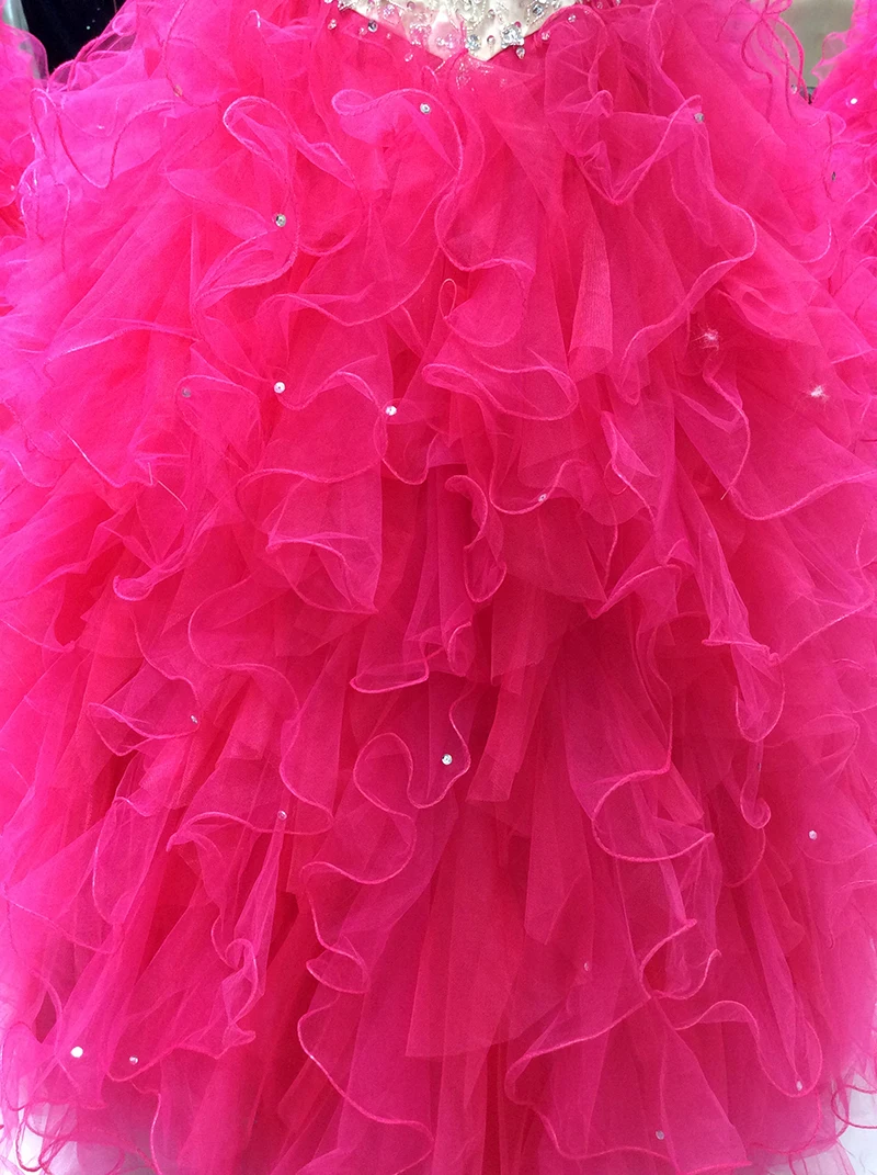 Ярко-розовые платья Quinceanera бальное платье для выпускного вечера 2018 украшенное