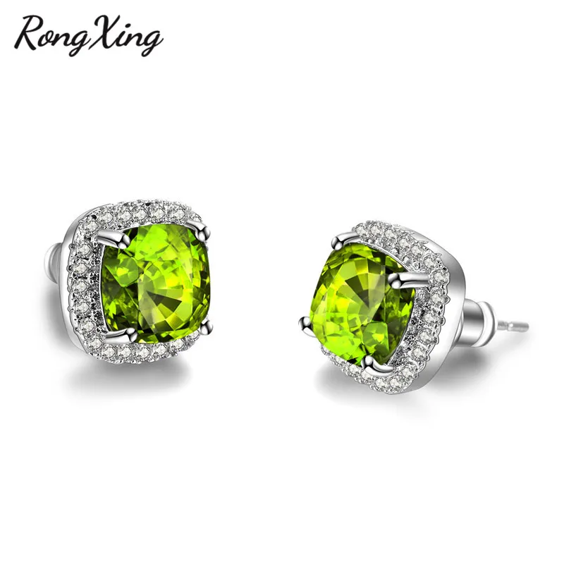 Женские серьги-гвоздики RongXing Модные Серебристые/фиолетовые/красные/синие серьги