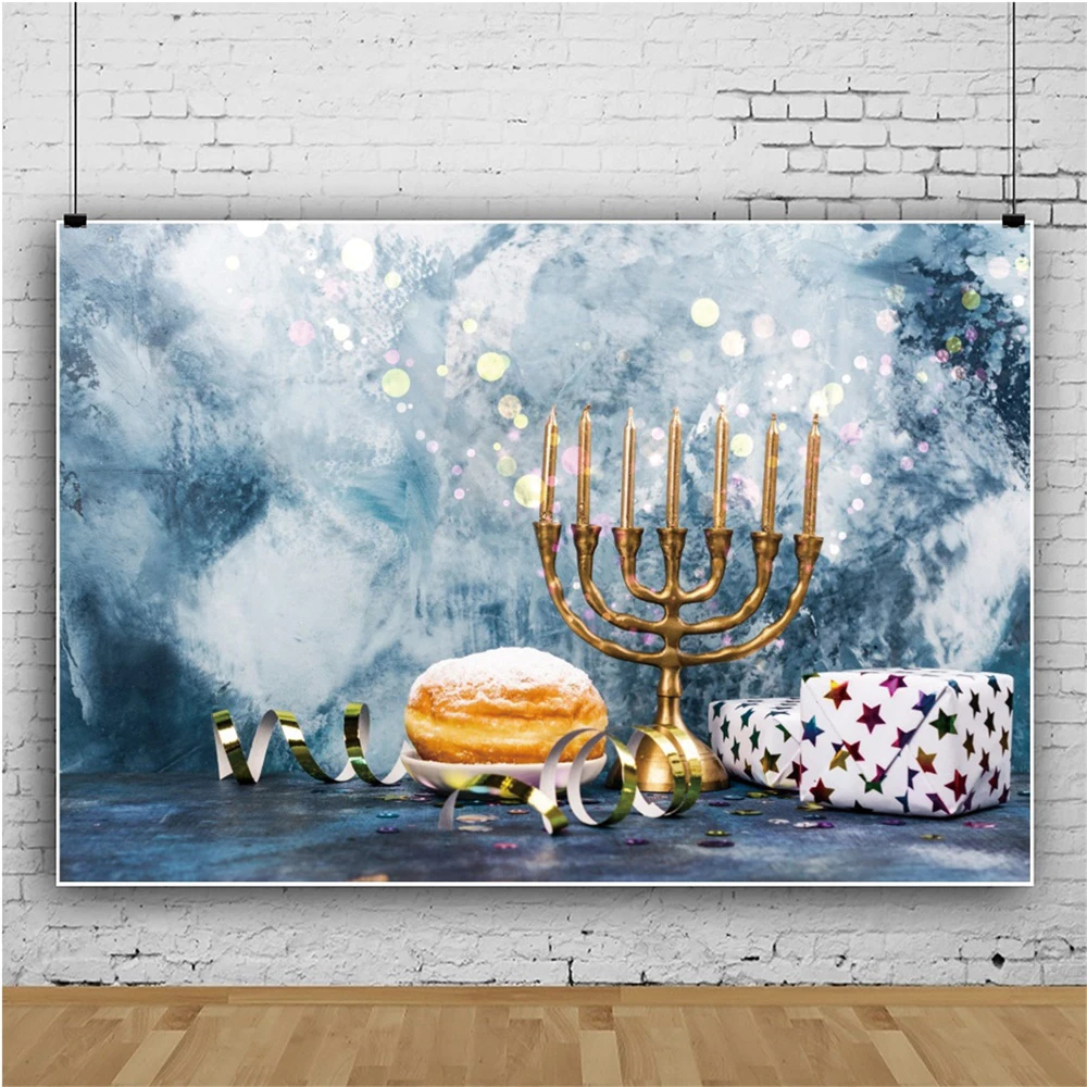 Laeacco Happy Hanukkah Chanukah фестивали вечерние Menorah свечи хлеб цементный настенный плакат