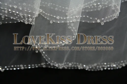 Тюль Фаты С Кристально Один Слой Короткие Свадебные Волос Расческой Бисером