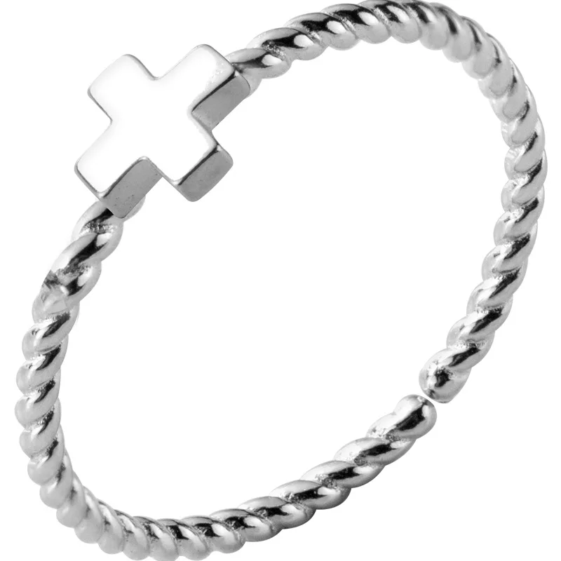 

Factory Price 100% 925 Silver Rings Fashion Concise Delicate Twist Cross Open Rings Fine Jewelry for Female