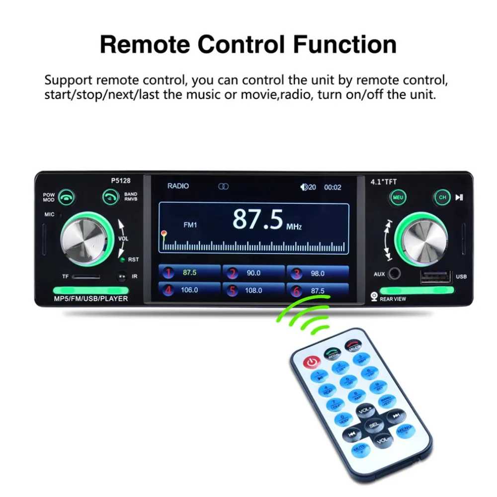 4," Автомобильный MP5 плеер Bluetooth 1080P HD lcd экран 800*480 7 цветов Кнопка задний светильник зеркальная связь FM/AM/RDS тюнер