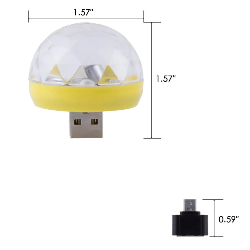 Мини USB СВЕТОДИОДНЫЙ вечерние Ночной светильник, цвет изменяется звуком музыки, волшебный светильник s, грибной шар, магический эффект, светильник для дискотеки, 2 вилки D#3