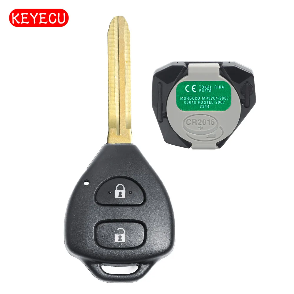 Keyecu дистанционный ключ брелок от машины 2 кнопки 433 МГц 4D70 для Toyota Yaris 2005 2006 2007 2008 2009