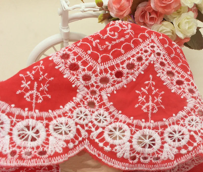Cotton Cloth Lace Fabric Positioning Bilateral Embroidery 138CM DIY Fabric Baby Clothes Skirt Home Textile Accessories