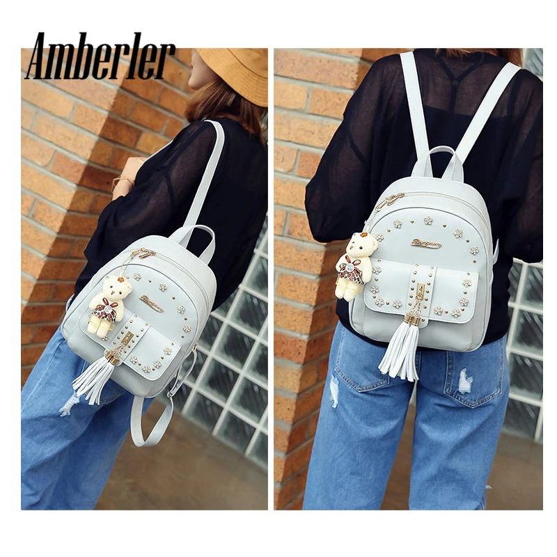 Рюкзак Amberler из искусственной кожи Женский модный вместительный дорожный ранец
