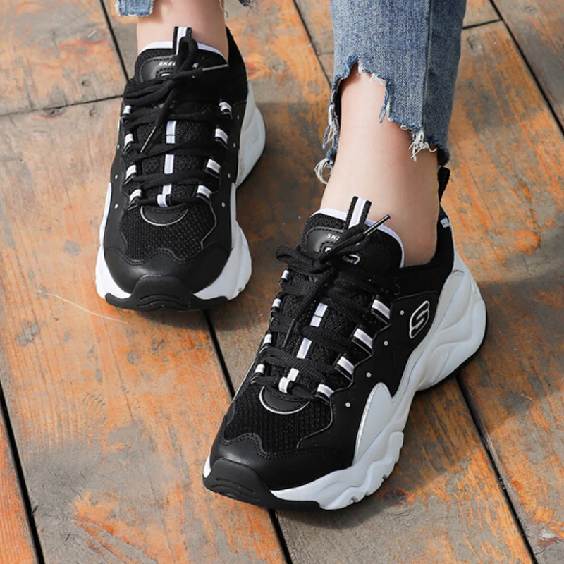 

Skechers Women Shoes D'lites Fashion Platform Ladies Brand Chunky Causal Shoes Woman Walking Shoes Chaussure Femme 88888334-BKW