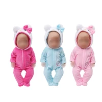 43 cm baby dolls clothes newborn cute cartoon cat set jumpsuits baby toys dress fit american 18 inch girls doll zf20