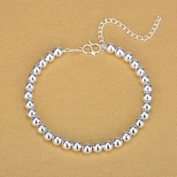 vintage women silver color smooth strand beads bracelets chain bracelets hand made jewelry gifts