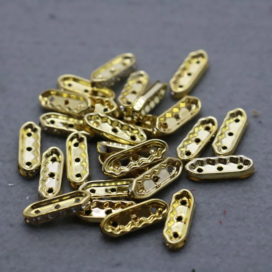 10 шт оптом золотые прямоугольные отдельные бусины Стразы металлические