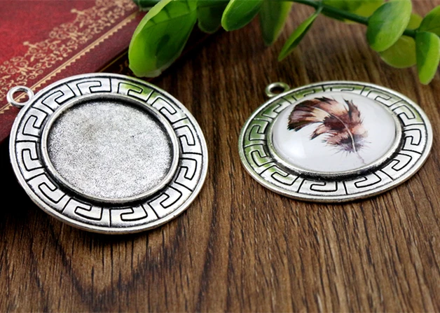 Новая мода 5 шт 25 мм Внутренний размер Античная Посеребренная бронза