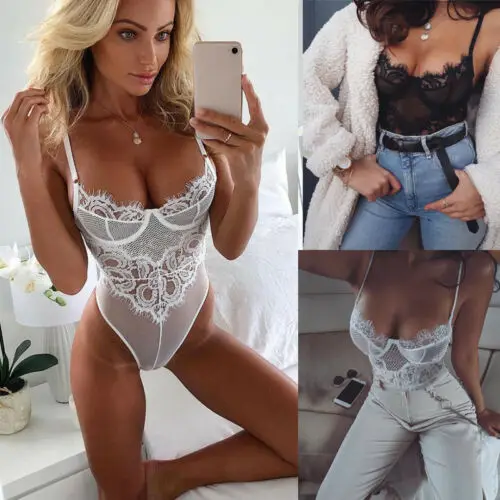 Женское сексуальное кружевное белье комбинезоны с открытой спиной Тедди для