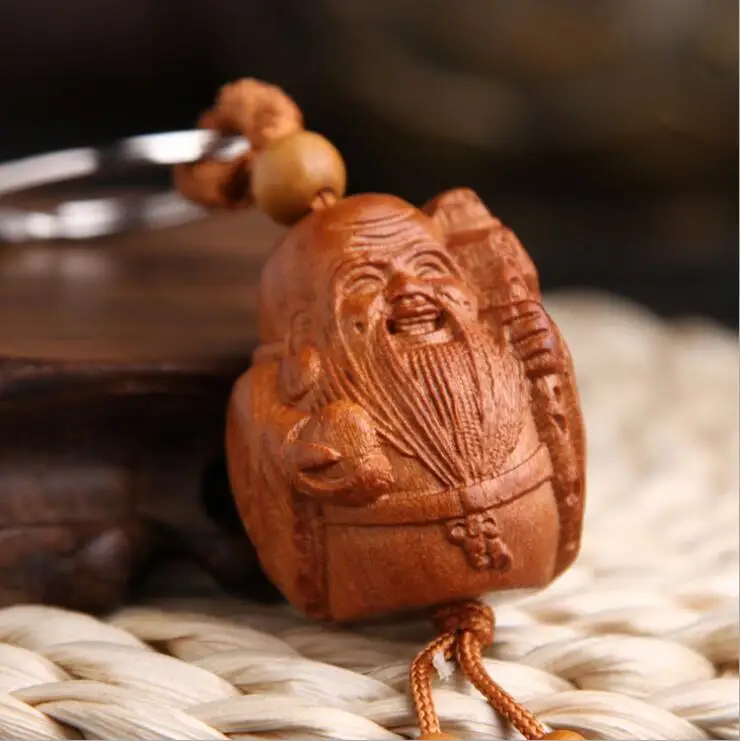 China style Mahogany Keychain Fu lu shou star Fly Car Bag Pendant Elegant Business Key Chain Ring Holder Jewelry | Украшения и