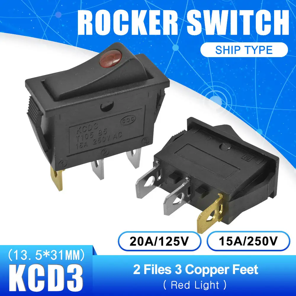 Cat Eye ON-OFF 3 Pin 5 шт. KCD3 кулисный переключатель 15A/16A/20A 125 V/250 V ВКЛ-ВЫКЛ-на 2 позиции 3 позиции 2Pin 3Pin электротехнического оборудования Мощность переключатель - Цвет: Cat Eye ON-OFF 3 Pin