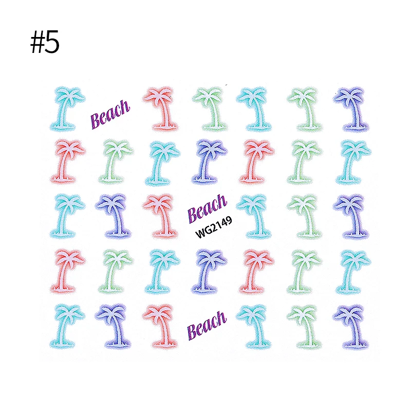 Pattern 5 1 простынь 6,3*5,2 см ногтей водные наклейки животных ногтевое искусство, переводные наклейки декоративный для маникюра DIY для летний гели для ногтей - Цвет: Pattern 5