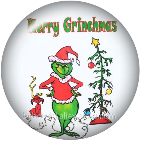 A5972 Как grinch украли рождественские стеклянные кнопки DIY ювелирные изделия круглые фото Кабошоны с плоской обратной стороной DA1162 - Окраска металла: A5972