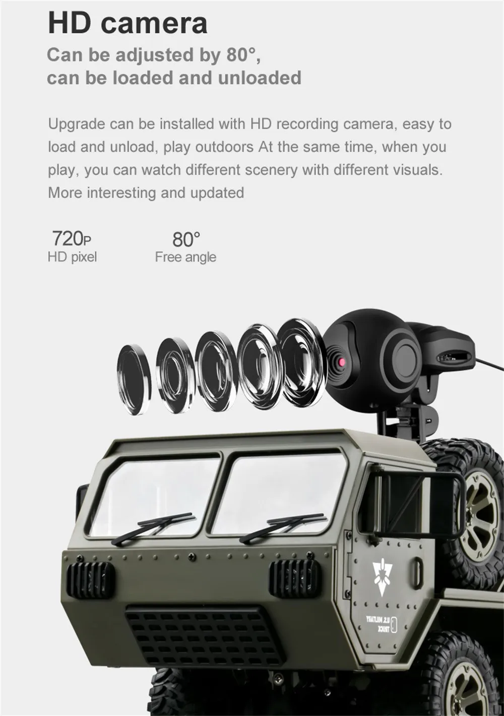 Военный грузовик 4WD 2 4G приложение управление Wi Fi Фотофон для гоночного дрифта