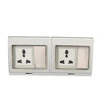 waterproof wall power double socket suitable for euukus plug universal electrical outlet grounded with 2 push button switch