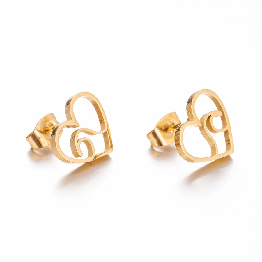 Серьги-гвоздики в форме сердца океана стальные серьги без подставки модные