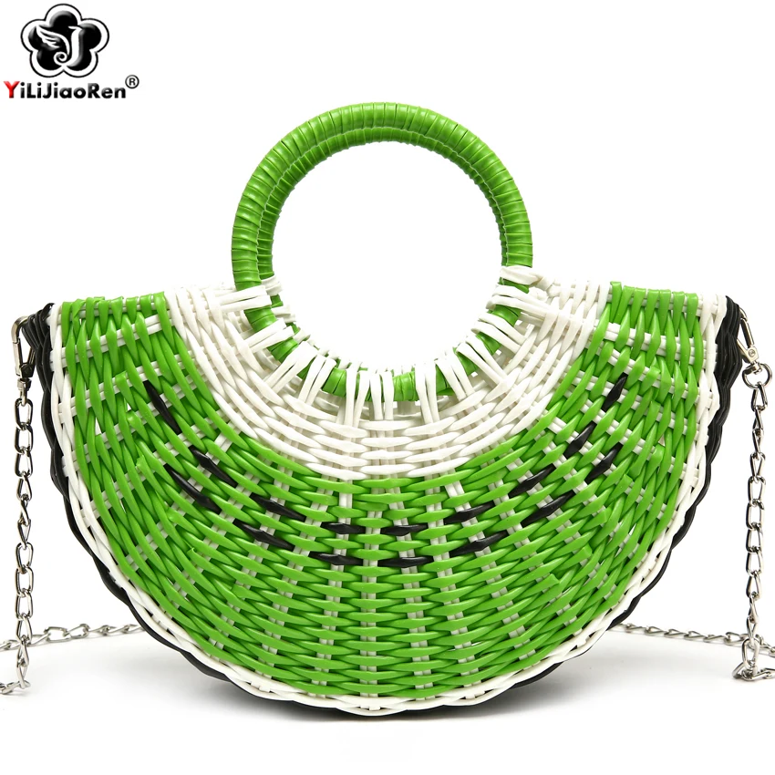 Fashion women Beach Handbags Large Summer Messenger Bag Handmade Woven Pvc Shoulder Chain Crossbody Bags for Women 2019 Sac | Багаж и
