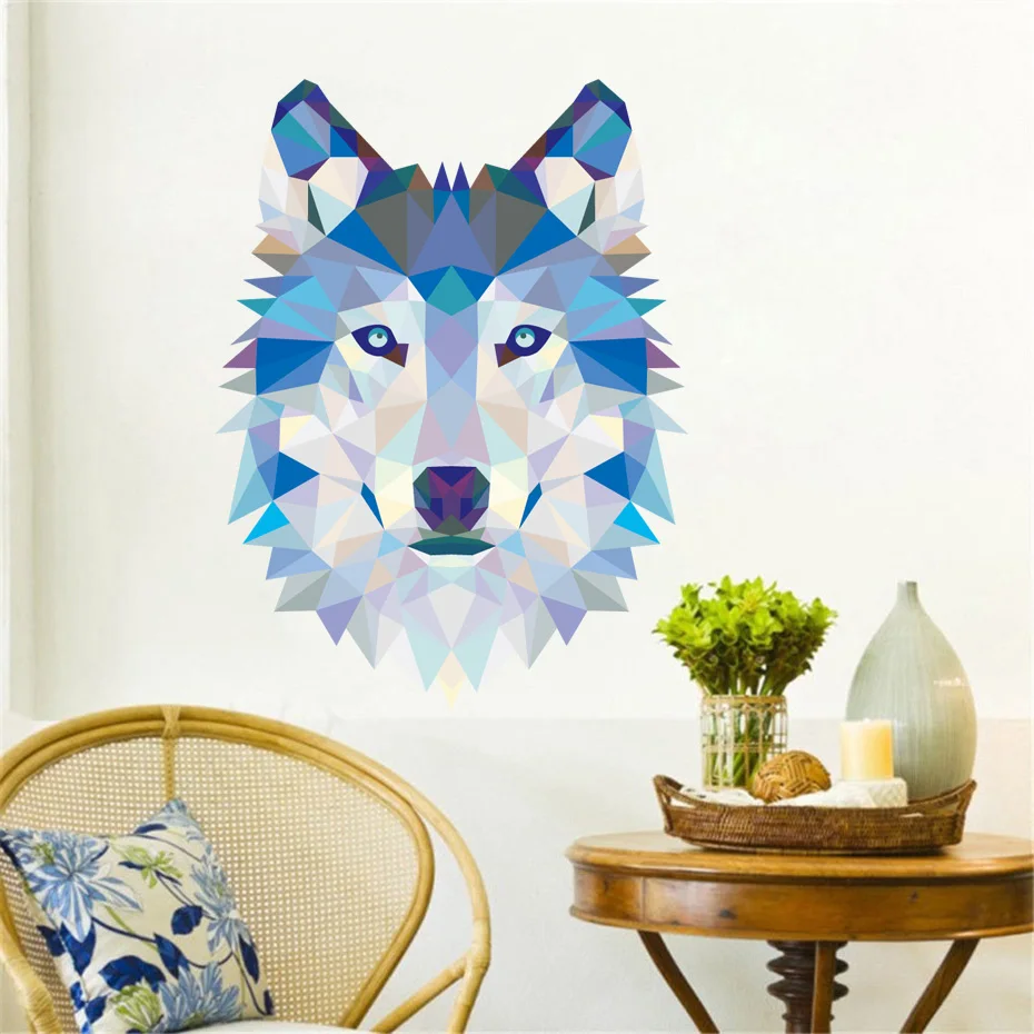 Волк Полный Цвет наклейки на стену Съемные Виниловые обои фрески Wall Art Наклейки Гостиная Детские Спальня Детская фон домашний декор