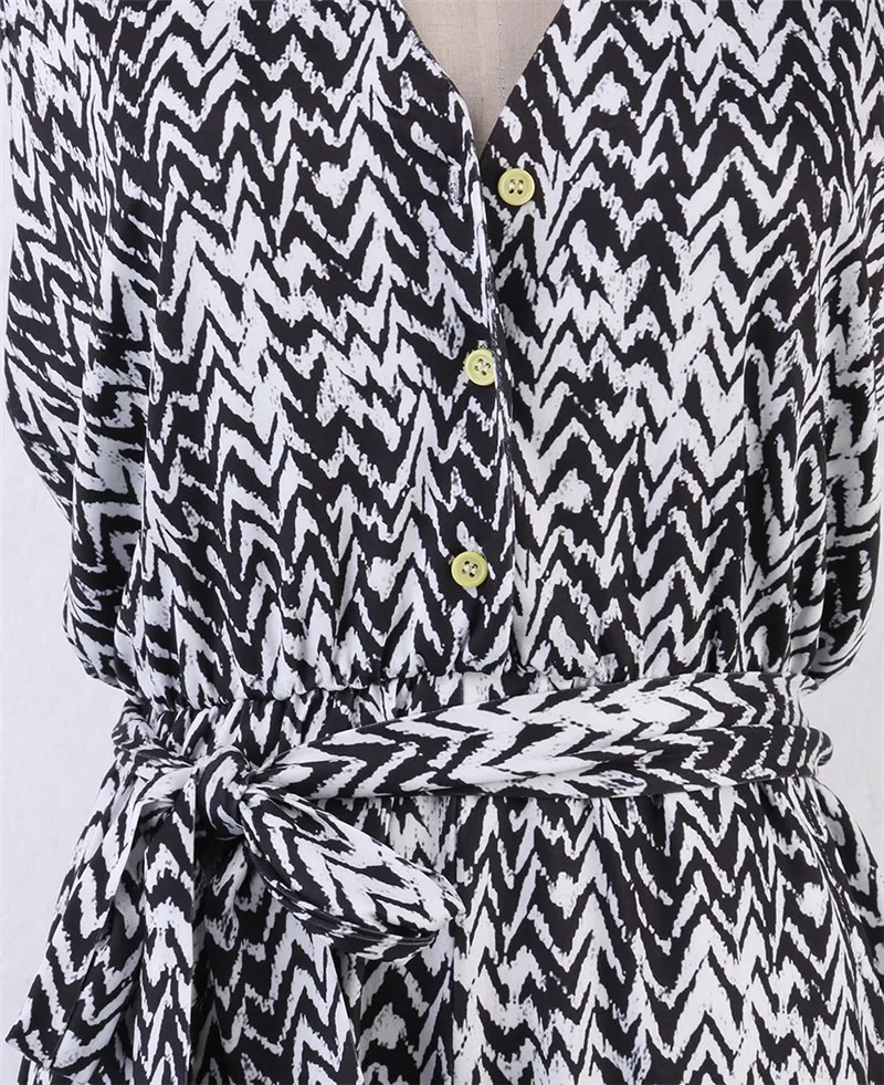 Женский комбинезон черный белый с принтом в полоску | Женская одежда