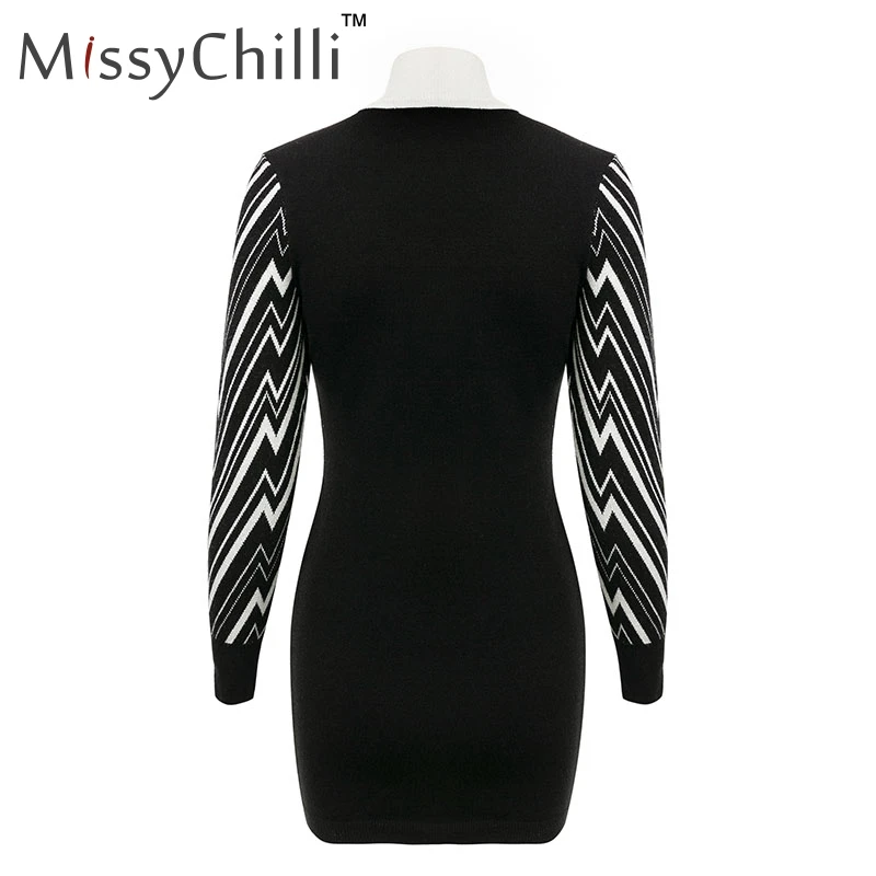 Женское трикотажное платье MissyChilli длинное платье-свитер с высоким воротом
